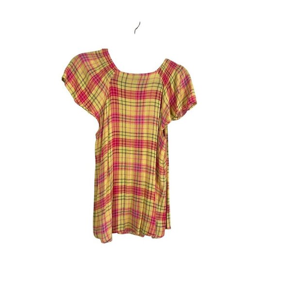 Torrid Top Milkmaid 1X Pink Plaid Smock Checks Preppy Feminine Boho Western - Picture 3 of 12